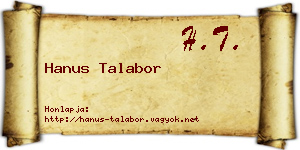Hanus Talabor névjegykártya
